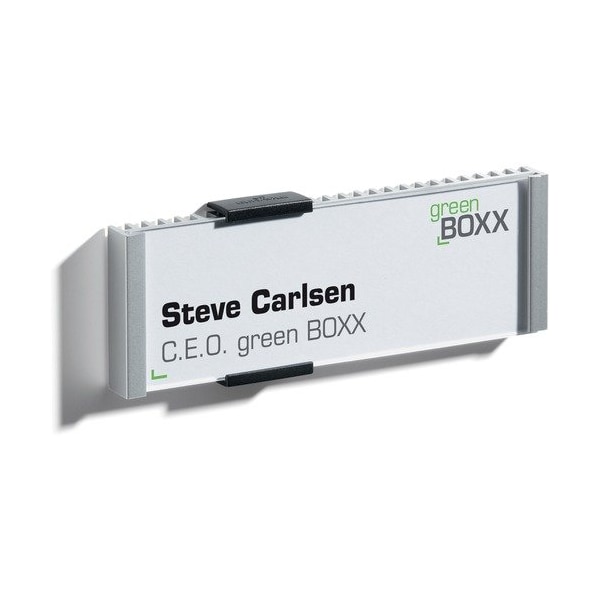 Durable Office Products Information Sign, Mountable, 6-1/8inWx2-1/4inL, Silver/Black DBL480023 - main